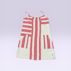 Juicy Couture Red Cream Striped Dress Sleeveless Linen Fully Lined Sz S